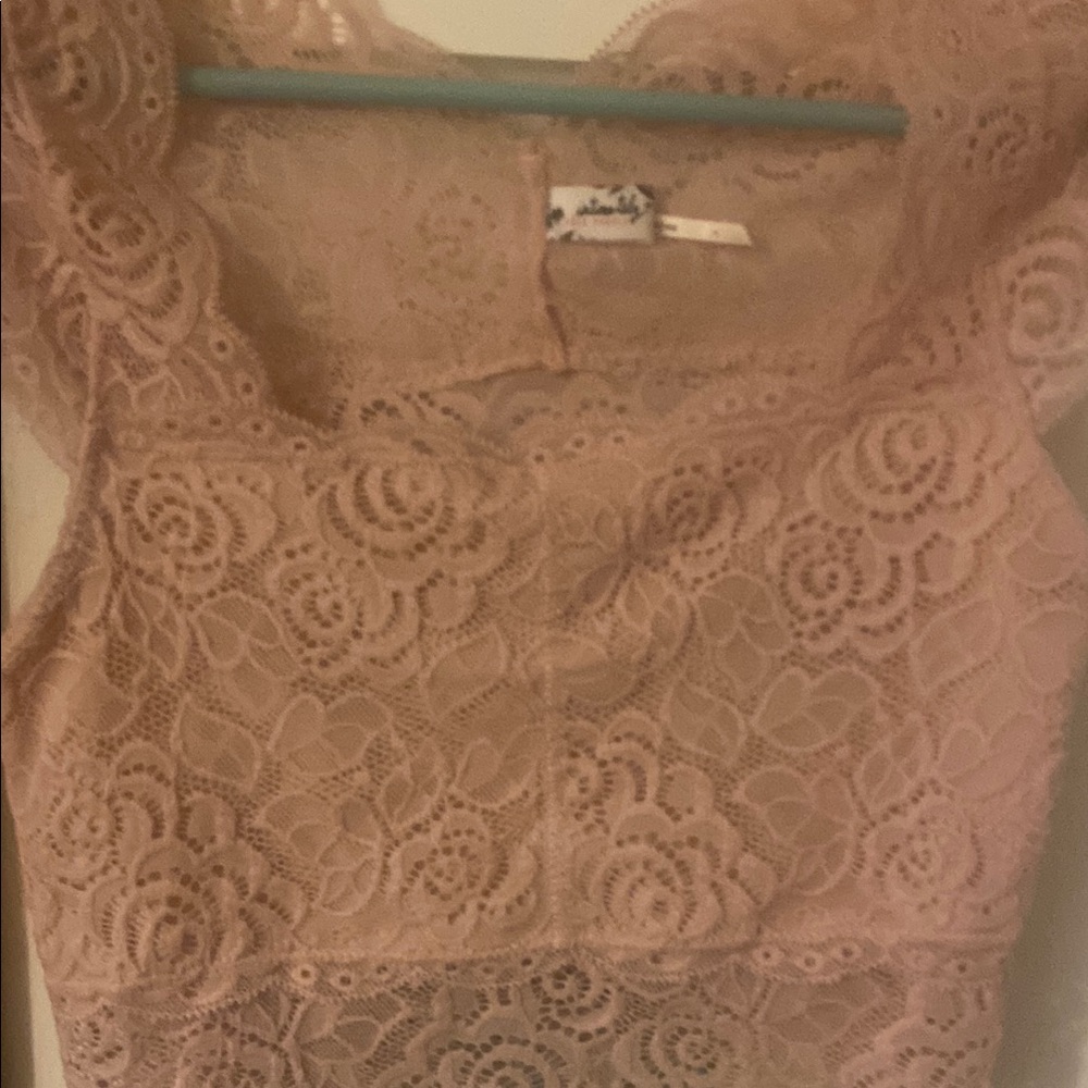 Free People Intimately Lace Dress in Soft Pink